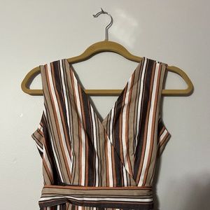 Orange Stripe Sleeveless Jumpsuit